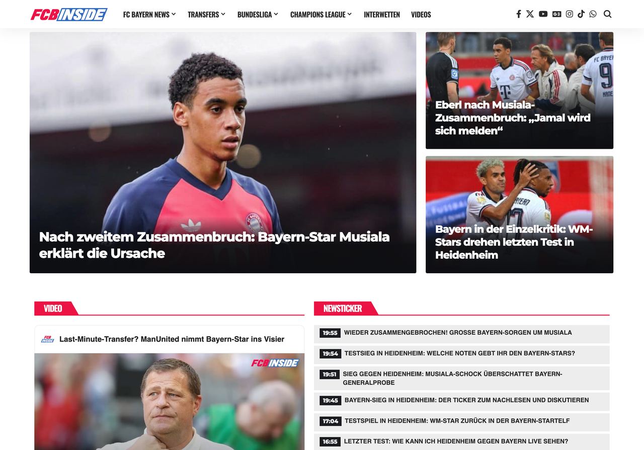 Startseite von fcbinside.de